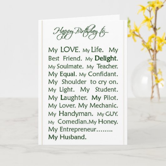 Birthday kaart voor Husband, mijn liefde (Gele Bloem)