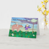 Birthday Kaart voor kinderen met Beer en milt (Gele Bloem)