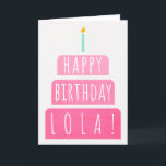 Birthday Kaart voor Lola<br><div class="desc">Kaart voor Lola. Als je je grootmoeder Lola in plaats van oma noemt, is deze verjaardagskaart perfect voor haar. (Lola betekent grootmoeder in Tagalog / Filipino.). Je lola zal ook houden van het roze ontwerp van de gradiënt van deze verjaardagskaart met een verjaardagstaart die zegt: "Gelukkige verjaardag Lola!" Maak deze...</div>