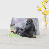 Birthday Kaart voor mama — mama en Baby Gorilla (Gele Bloem)