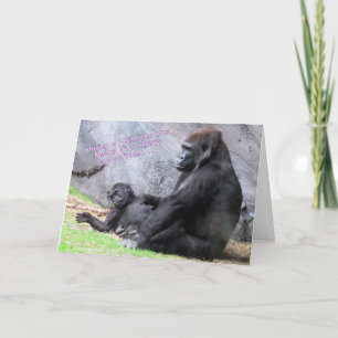 Birthday Kaart voor mama — mama en Baby Gorilla