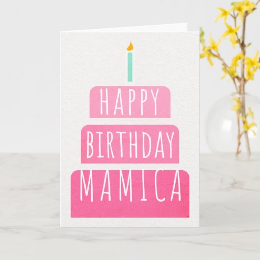 Birthday Kaart voor Mamica (Gele Bloem)