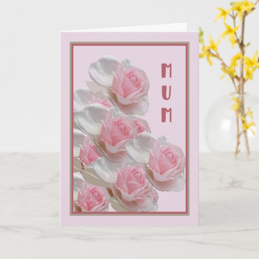 Birthday Kaart voor moeder met roze rozen (Gele Bloem)