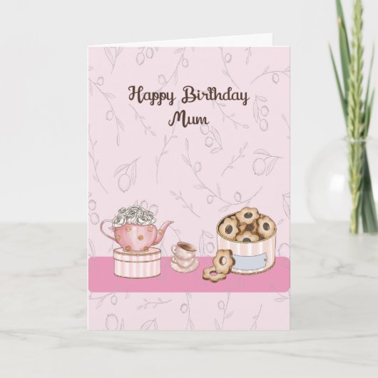 Birthday Kaart voor moeder met thee & crumpets (Voorkant)