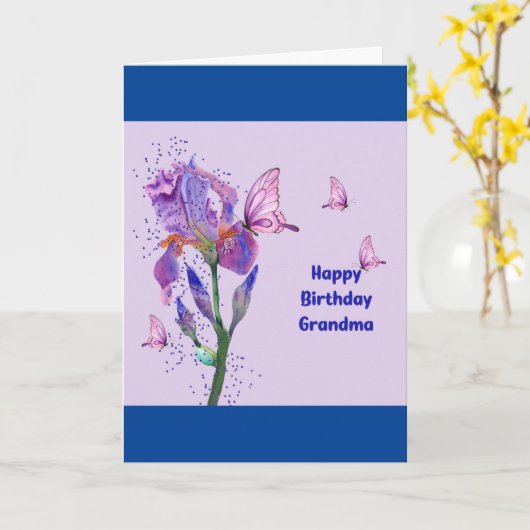 Birthday Kaart voor oma met Iris (Gele Bloem)