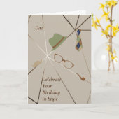 Birthday Kaart voor papa met Pet, Stropdas en bril (Gele Bloem)