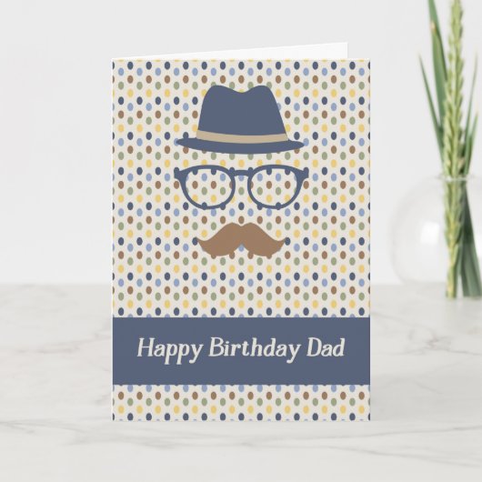 Birthday Kaart voor papa met Polka Dots (Voorkant)