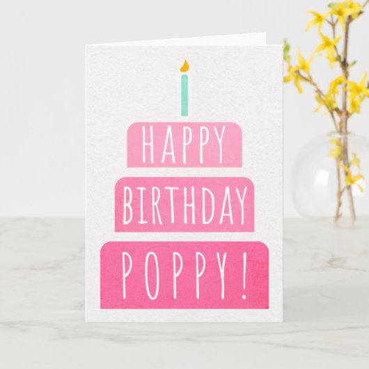 Birthday Kaart voor papaver (Gele Bloem)