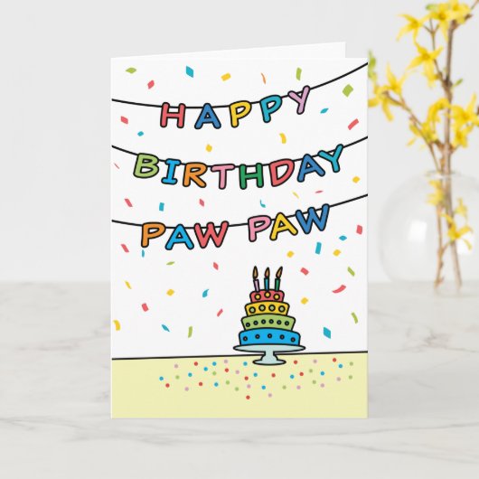 Birthday Kaart voor Paw Paw (Gele Bloem)