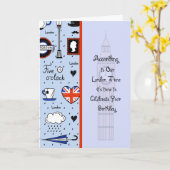 Birthday Kaart voor Persoon in Londen (Gele Bloem)