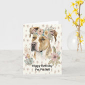 Birthday Kaart voor Pet Pit Bull (Gele Bloem)