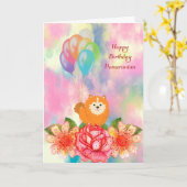 Birthday Kaart voor Pommeren Dog (Gele Bloem)