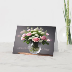 Birthday Kaart voor prachtige zuster-Rozen in Vase