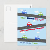Birthday-kaart voor Rood- en Blauwe Auto's Briefkaart (Voorkant / Achterkant)