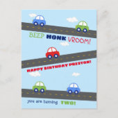 Birthday-kaart voor Rood- en Blauwe Auto's Briefkaart (Voorkant)