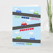 Birthday-kaart voor Rood- en Blauwe Auto's Kaart (Voorkant)