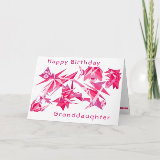 Birthday-kaart voor roze en Paarse kleindochter Kaart (Voorkant)