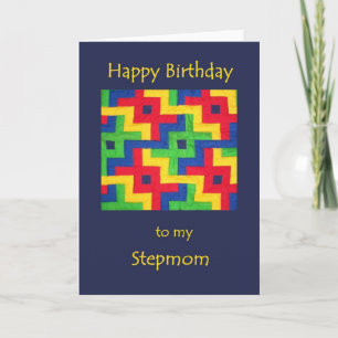 Birthday-kaart voor Stepmam - Patchwork Quilt Kaart