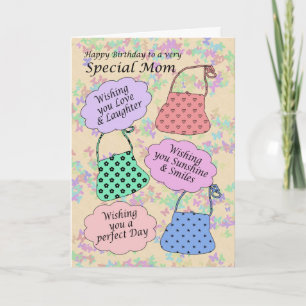Birthday-kaart voor tante, handtas met handtas voo kaart