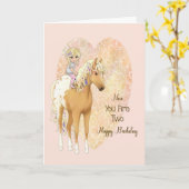 Birthday Kaart voor twee jaar oud met paard (Gele Bloem)