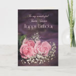 Birthday kaart voor Twin Sister met roze rozen<br><div class="desc">Drie mooie roze rozen om naar je tweelingzus te sturen op haar verjaardag. Een prachtige Birthday kaart voor je tweelingzus die je kunt aanpassen om je eigen gevoelens over te brengen.</div>