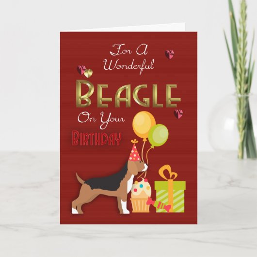 Birthday-kaart voor uw beagle hond, beagles Birthd Kaart (Voorkant)