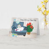 Birthday Kaart voor uw kat (Gele Bloem)