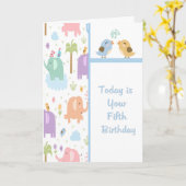 Birthday Kaart voor vijfjarig kind (Gele Bloem)