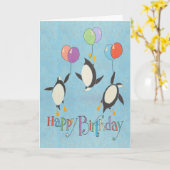 Birthday-kaart voor vliegende pinguïns kaart (Gele Bloem)