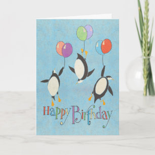 Birthday-kaart voor vliegende pinguïns kaart
