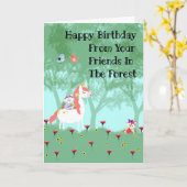 Birthday Kaart voor Vrouw Child Forest Friends (Gele Bloem)