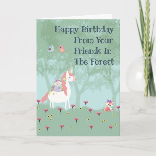 Birthday Kaart voor Vrouw Child Forest Friends (Voorkant)