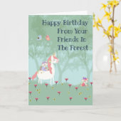 Birthday Kaart voor Vrouw Child Forest Friends (Gele Bloem)