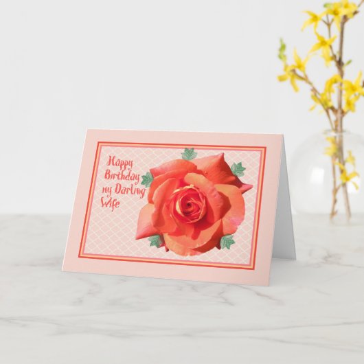 Birthday Kaart voor vrouw met Oranje Roos (Gele Bloem)