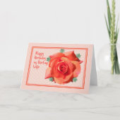 Birthday Kaart voor vrouw met Oranje Roos (Voorkant)