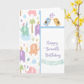 Birthday Kaart voor zeven jaar oud (Gele Bloem)