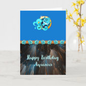 Birthday Kaart voor Zodiac Aquarius (Gele Bloem)