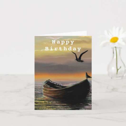 Birthday Kaart Zee Sunset Boat - Calmness (Kleine Plant)
