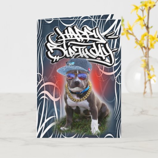 Birthday-kaarthond Kaart (Gele Bloem)