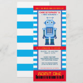 Birthday-kaartje voor Robot party Kaart (Voorkant / Achterkant)