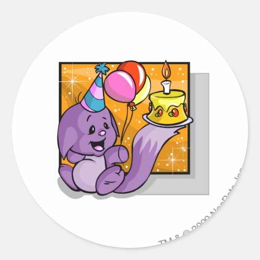 Birthday Kacheek Ronde Sticker (Voorkant)