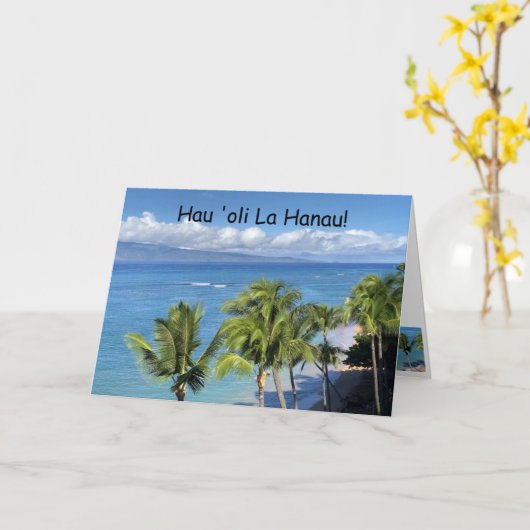 Birthday Kahana Beach Kaart (Gele Bloem)