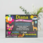 Birthday-karton-uitnodiging met foto kaart (Staand voorkant)