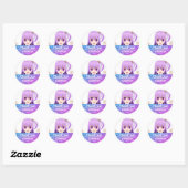 Birthday kawaii anime japanese stijl bedankt ronde sticker (Vel)