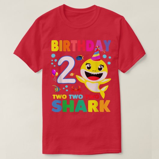 Birthday Kids Shark2nd Two 2 Year Old Matching Fam T-shirt (Design voorkant)