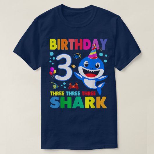 Birthday Kids Shark 3 Year Old 3rd Birthday Matchi T-shirt (Design voorkant)