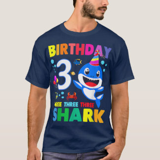 Birthday Kids Shark 3 Year Old 3rd Birthday Matchi T-shirt