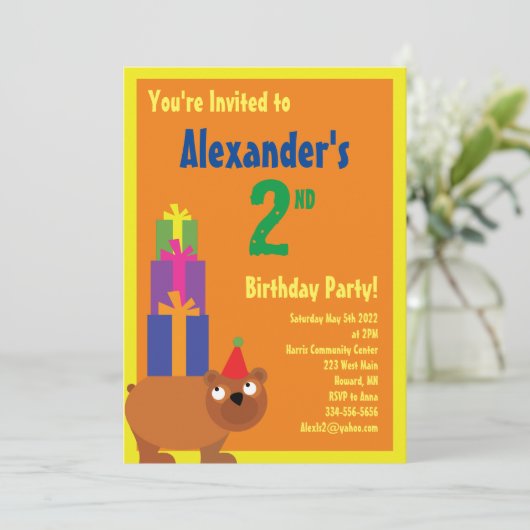 Birthday-Kind bij beer Kaart (Staand voorkant)