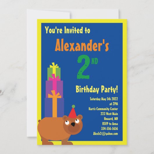 Birthday-Kind bij beer Kaart (Voorkant)