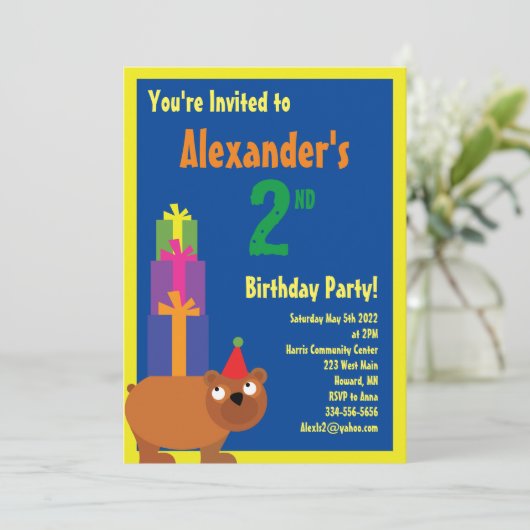 Birthday-Kind bij beer Kaart (Staand voorkant)